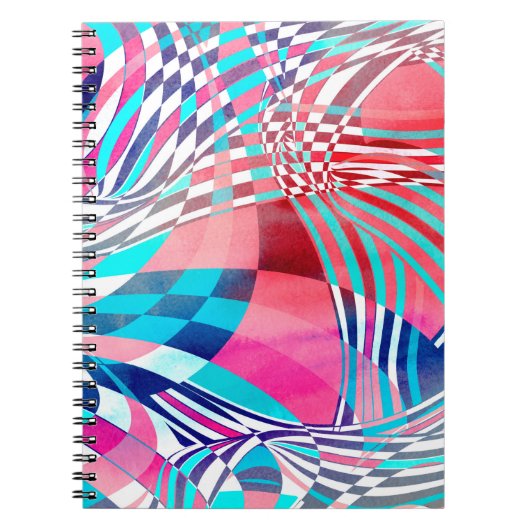 水彩画の線形波のグラフィックイラスト ノートブック (正面)