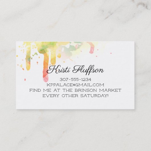 水彩画の編み物針ヤーンの名刺 名刺 (裏面)