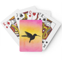 水彩画の織り目加工のハチドリのトランプ