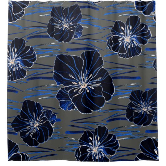 水彩画の美しいシームレスパターン シャワーカーテン (正面)