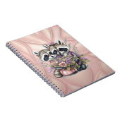 水彩画の美しいタヌキのカップルと花 ノートブック (右側)