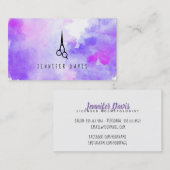 水彩画の美容師の美容師の（ばちゃばちゃ）跳ねる 名刺 (正面/裏面)