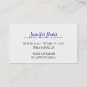 水彩画の美容師の美容師の（ばちゃばちゃ）跳ねる 名刺 (裏面)