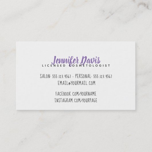 水彩画の美容師の美容師の（ばちゃばちゃ）跳ねる 名刺 (裏面)