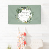 水彩画の群葉の写真の結婚記念日のパーティー 横断幕 (インサイチュ)