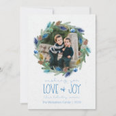 水彩画の群葉の孔雀の羽のリースの写真 シーズンカード (正面)