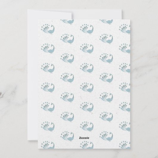 水彩画の群葉の孔雀の羽のリースの写真 シーズンカード (裏面)