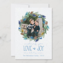 水彩画の群葉の孔雀の羽のリースの写真