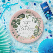 水彩画の群葉の第30誕生会の好意 ペーパープレート (パーティー)