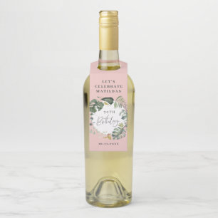 水彩画の群葉の第30誕生会の装飾 ボトルネックタグ