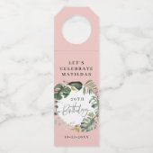 水彩画の群葉の第30誕生会の装飾 ボトルネックタグ (正面)