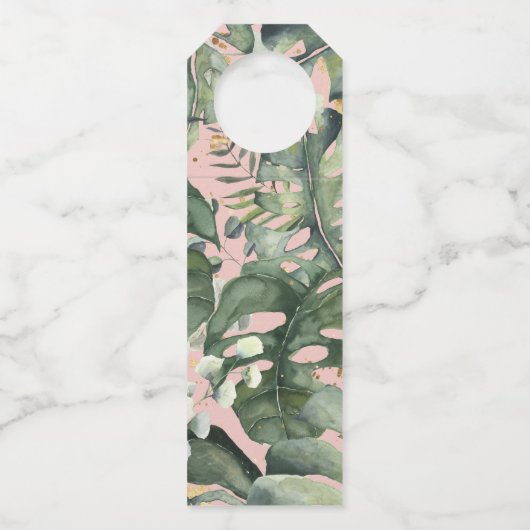 水彩画の群葉の第30誕生会の装飾 ボトルネックタグ (裏面)