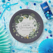 水彩画の群葉第50の結婚記念日のパーティー ペーパープレート (パーティー)