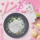 水彩画の群葉第50の結婚記念日のパーティー ペーパープレート (パーティー)