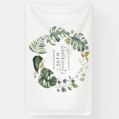 水彩画の群葉第50の結婚記念日のパーティー 横断幕 (縦)