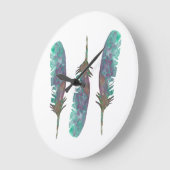 水彩画の羽のアクリルの柱時計 ラージ壁時計 (傾斜)