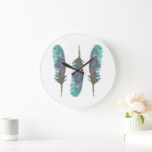 水彩画の羽のアクリルの柱時計 ラージ壁時計 (ホーム)