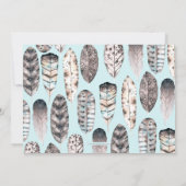 水彩画の羽|の文房具の平らなメッセージカード ノートカード (裏面)