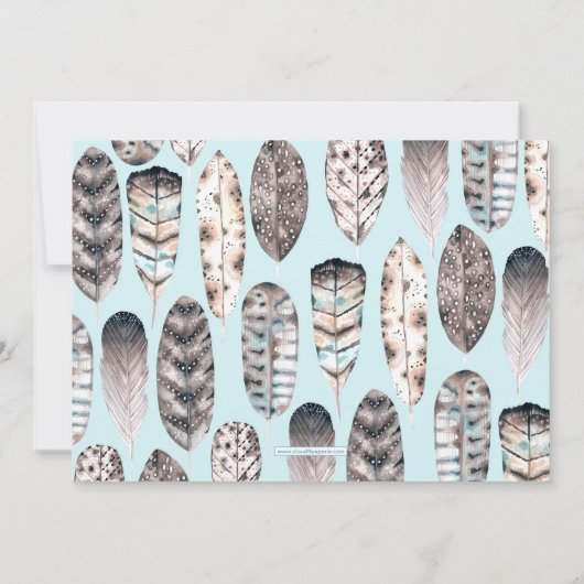 水彩画の羽|の文房具の平らなメッセージカード ノートカード (裏面)