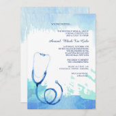 水彩画の聴診器の招待状 招待状 (正面/裏面)
