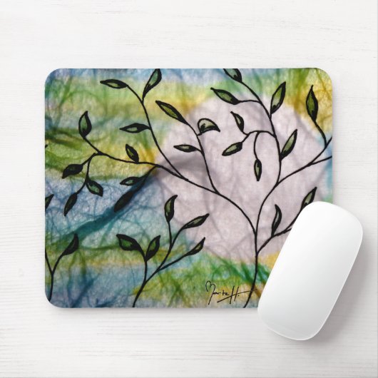 水彩画の背景が付いている子牛皮紙の葉 マウスパッド (マウス)