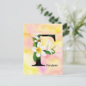 水彩画の背景との花のアルファベット ポストカード (スタンド正面)