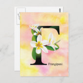 水彩画の背景との花のアルファベット ポストカード (正面/裏面)