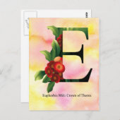 水彩画の背景との花のアルファベット ポストカード (正面/裏面)