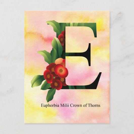 水彩画の背景との花のアルファベット ポストカード (正面)