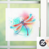 水彩画の背景に赤いトンボ ウィンドウサイン (ホーム)