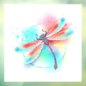 水彩画の背景に赤いトンボ ウィンドウサイン (シート3)