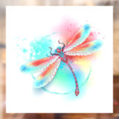 水彩画の背景に赤いトンボ ウィンドウサイン (シート2)