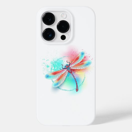 水彩画の背景に赤いトンボ Case-Mate iPhoneケース (裏面)