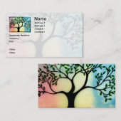 水彩画の背景上の子牛皮紙の木 名刺 (正面/裏面)