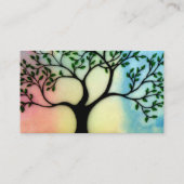 水彩画の背景上の子牛皮紙の木 名刺 (裏面)