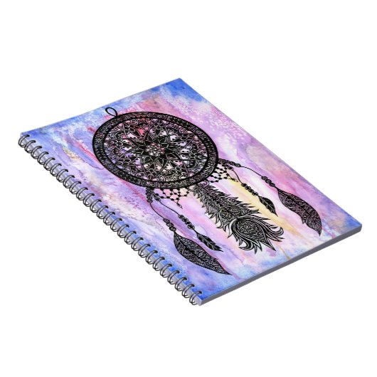 水彩画の背景幕との夢のキャッチャーのデザイン ノートブック (右側)