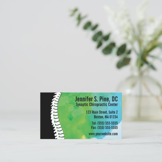水彩画の脊柱のカイロプラクティックの名刺 名刺 (スタンド正面)