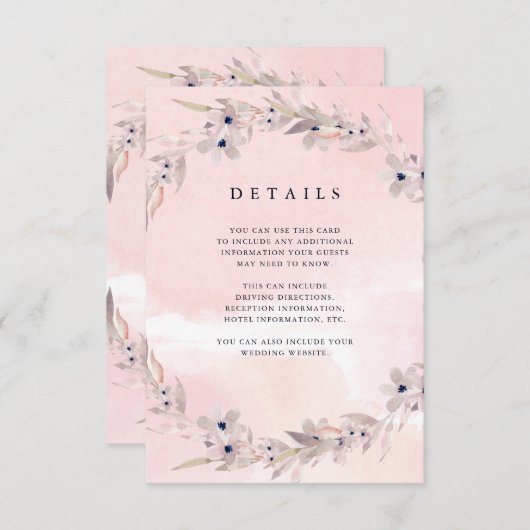 水彩画の至福|の赤面のピンクの花のゲストの詳細 エンクロージャーカード (正面/裏面)