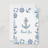 水彩画の航海アンカー誕生日感謝カード サンキューカード (裏面)