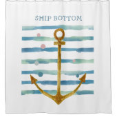 水彩画の船いかり美術休暇の船底、 シャワーカーテン (正面)