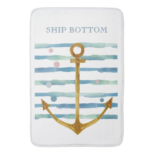 水彩画の船いかり美術休暇の船底、 バスマット (正面縦)