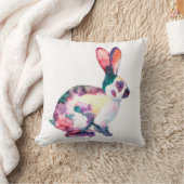 水彩画の色彩の鮮やかでかわいいバニー クッション (ブランケット)