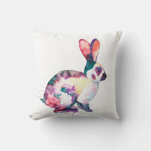 水彩画の色彩の鮮やかでかわいいバニー クッション (正面)