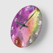 水彩画の色彩の鮮やかなライスペーパー ラウンド壁時計 (傾斜)