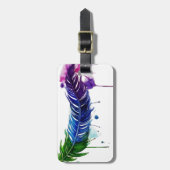 水彩画の色彩の鮮やかな羽 ラゲッジタグ (正面縦)