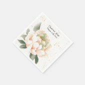 水彩画の芍薬のウェディングペーパーナプキン スタンダードカクテルナプキン (角)