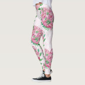 水彩画の芍薬ハート レギンス (左)