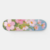 水彩画の花々 ピンクの野の花 スケートボード (横)