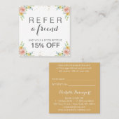 水彩画の花および金ゴールドの紹介カード 紹介カード (正面/裏面)