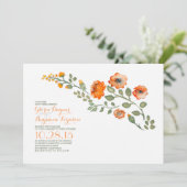 水彩画の花かわいい花の結婚式招待状 招待状 (スタンド正面)